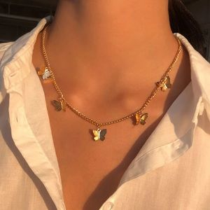 Golden dainty butterfly fashion necklace